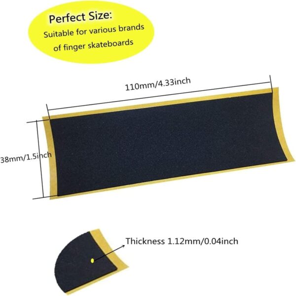 30Pcs Fingerboard Grip Tape PRO, Wooden Mini Skateboard Adhesive Stickers, Quality Non Slip Foam Grip 110mm x 38mm Black (30pcs) - Image 2