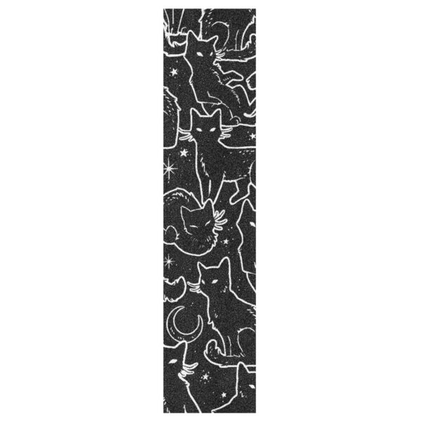 Black Cats Skateboard Grip Tape, Bubble Free Anti Slip Longboard Grip Tape Sheet Sticker Deck Sandpaper for Rollerboard, 33 x 9 Inch