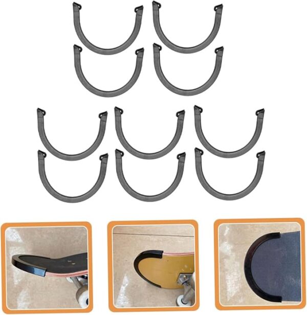 Protective Strip for Skateboard 5 Pairs Plastic Deck Guards U-Shape Design Non Shock Absorbing Easy to Install for Ages