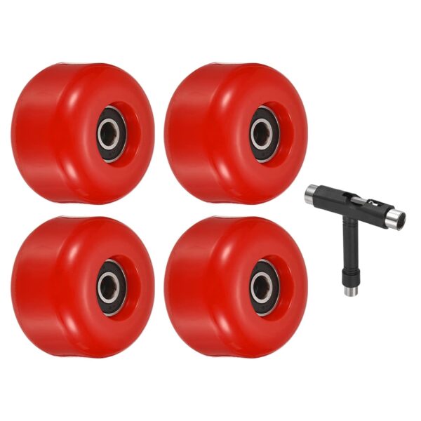 54mm Skateboard Wheel and Bearings Set , 4 Pack Street Wheels for Skateboards  Wheel Replacement 85A, Red