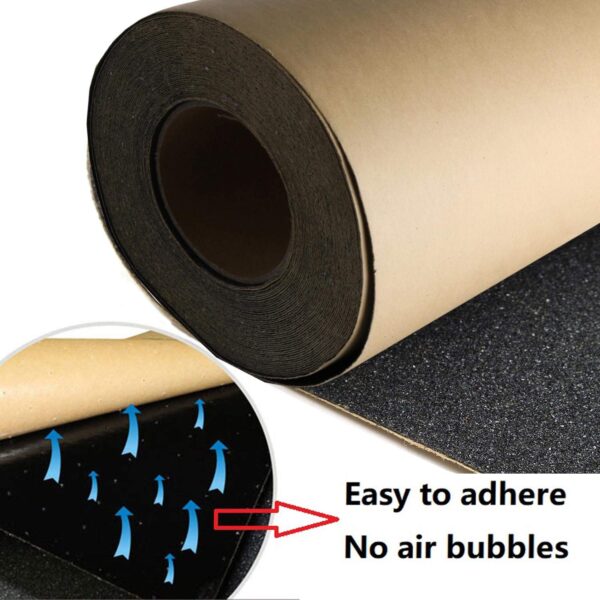 11 Inch by 60 feet Black Roll of Skateboard Grip Tape,  Bubble Free Waterproof Scooter Grip Tape, Longboard Griptape, Anti Slip Sandpaper for Rollerboard Stairs Pedal Wheelchair Steps (27x1828cm) - Image 2