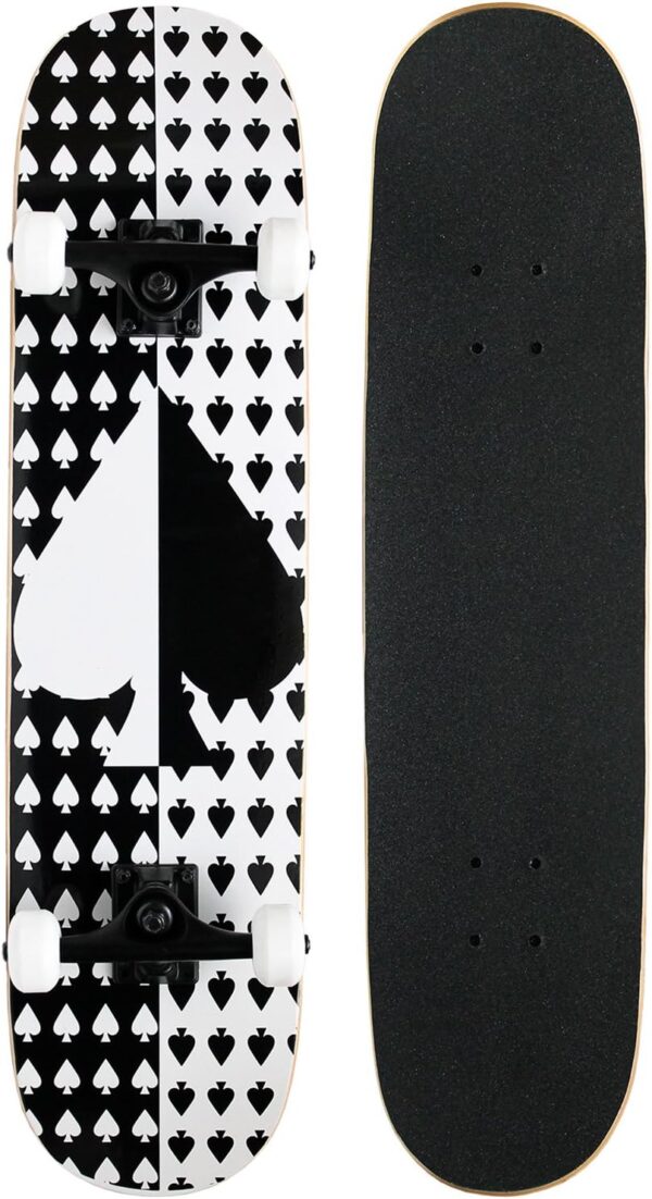 Complete Skateboard - Pro Style Quality - Maple 7-Ply Deck, Aluminum Trucks, Urethane Wheels, Precision Bearings - The Perfect Beginners First Board