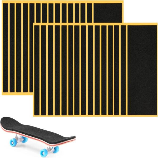 30Pcs Fingerboard Grip Tape PRO, Wooden Mini Skateboard Adhesive Stickers, Quality Non Slip Foam Grip 110mm x 38mm Black (30pcs)