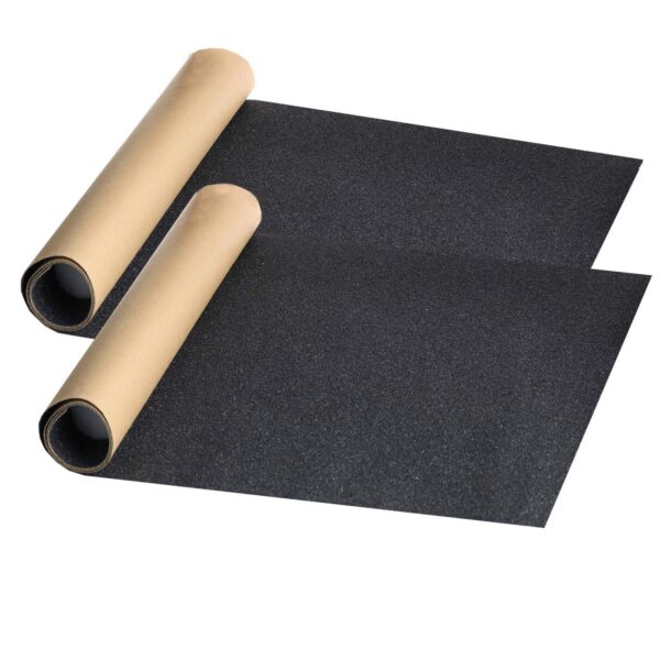 9" x 33" Black Skateboard Grip Tape Sheets 2 Pack, Bubble Free Waterproof Scooter Griptape,Longboard Griptape, Anti Slip Sandpaper for Rollerboard Stairs Pedal Wheelchair Steps (84x23cm)