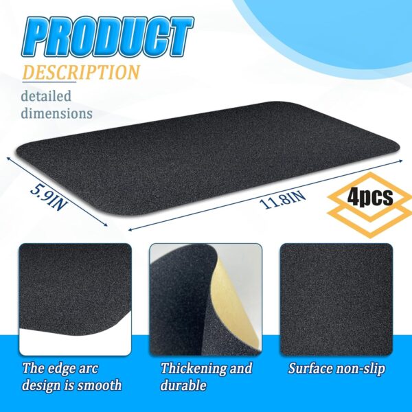 Marine Boat Non-skid for Boat Trailer Fenders 6-Inch X 12-Inch Boat Trailer Steps Adhesive Traction Pads Anti-Slip Pre-Cut Traction Grip Tape Boat Flooring Tools Accessories (4) - Image 2