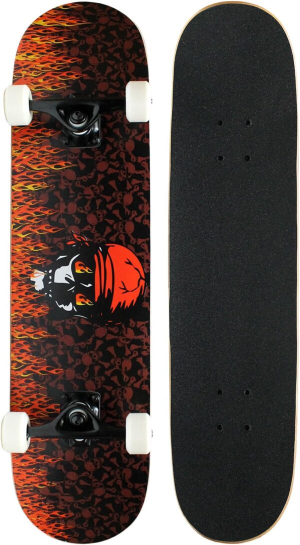 Complete Skateboard - Pro Style Quality - Maple 7-Ply Deck, Aluminum Trucks, Urethane Wheels, Precision Bearings - The Perfect Beginners First Board