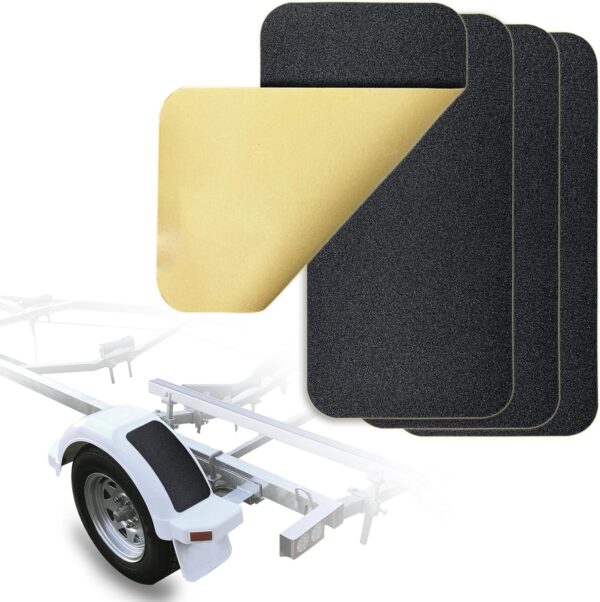 Marine Boat Non-skid for Boat Trailer Fenders 6-Inch X 12-Inch Boat Trailer Steps Adhesive Traction Pads Anti-Slip Pre-Cut Traction Grip Tape Boat Flooring Tools Accessories (4)